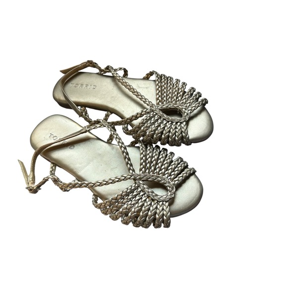 Torrid Women's 6WW Gold Braided Gladiator Ankle Wrap Flat Sandals Wide Width - Picture 1 of 6